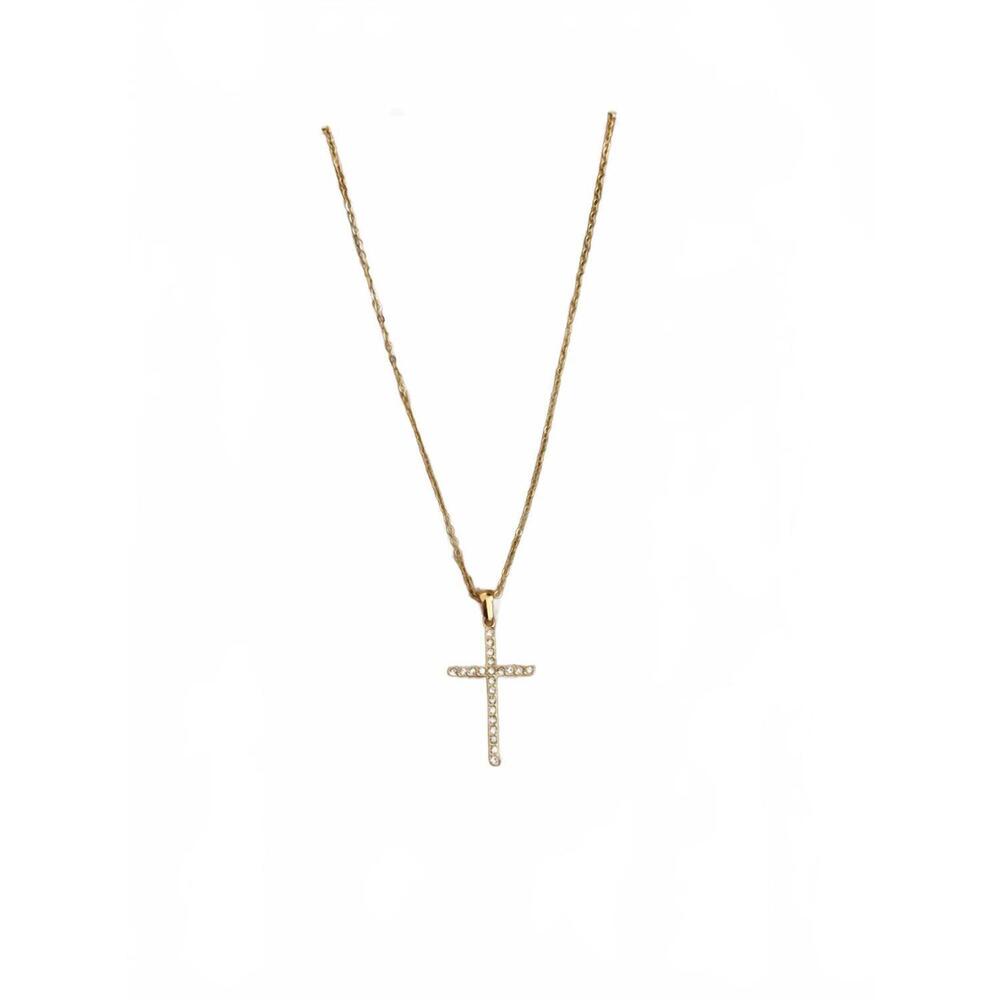 NEW CHANSUTTPEARLS women's water resistant dainty cross necklace in 18k gold pla